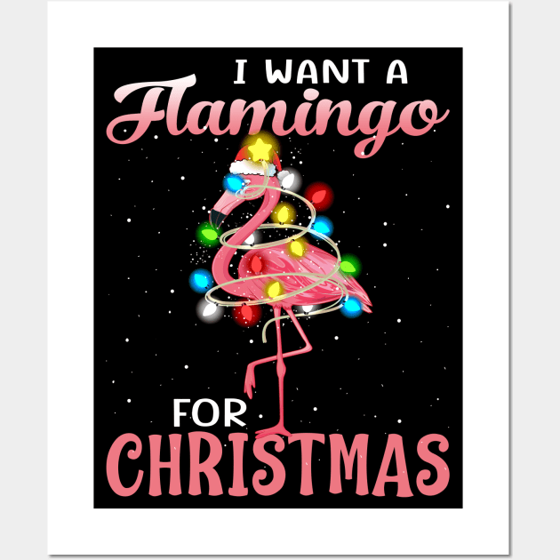 I Want A Flamingo For Christmas Pajama Holiday Xmas Gifts Wall Art by intelus